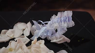 Elegant Wedding Accessories Displayed Beautifully, Delicate Bridal Adornment On Velvet Background