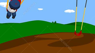 Loop animation of boy on swing