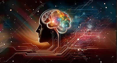 Human Head with Glowing Brain and Futuristic Digital Circuit – Artificial Intelligence Technology Video Background