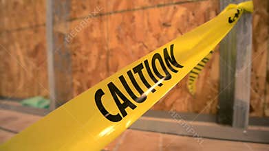 Caution Construction Site Tape Closeup
