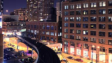 Chicago City Train Timelapse. City Transportation.