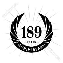 189 years anniversary design template. Elegant anniversary logo design. 189 years logo.