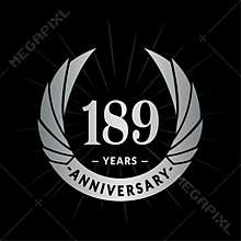 189 years anniversary design template. Elegant anniversary logo design. 189 years logo.