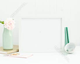 Pink and mint feminine frame mockup