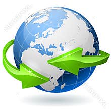 Globe with arrows