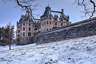 Behind Biltmore House In Snow