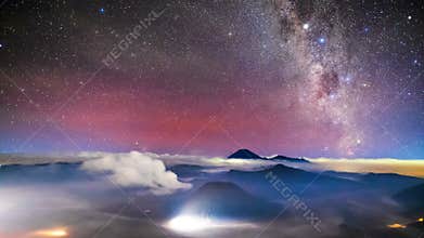 4K Timelapse of Milkyway over Bromo volcano, Indonesia