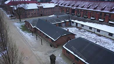 Aerial view of Auschwitz Birkenau, a concentration camp in Poland