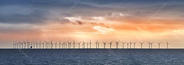 Panorama of Offshore Wind Turbines