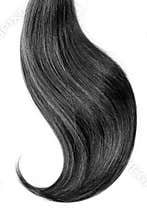 Black hair, isolated on white background. Long and disheveled ponytail