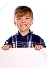Boy holding a blank