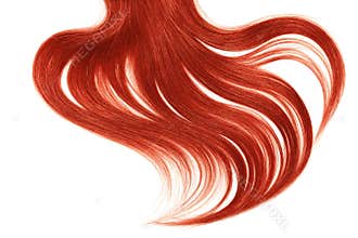 Curl of natural red hair on white background