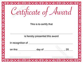 Certificate of award template