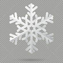 White realistic folded paper Christmas snowflake with shadow isolated on transparent background. EPS 10