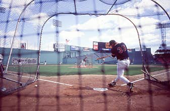 Mike Greenwell takes batting practice