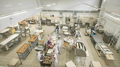 Timelapse, the production process at the bread bakery. Work process within 1 hour.