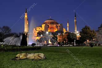 Night photos hagia sophia. istanbul-turkey