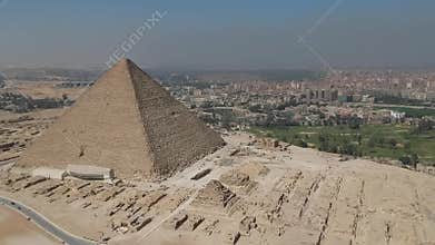 Drone footage of Pyramids of Giza Cairo, Egypt