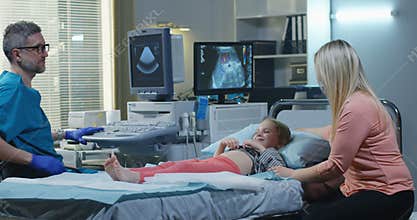 Doctor giving high five to girl