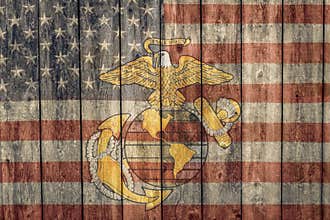Vintage american flag and marine corps insignia