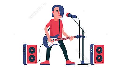 Rock singer with an electric guitar