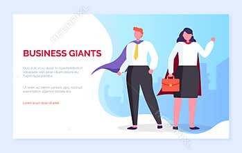 Business Giants People Man and Woman Website Page