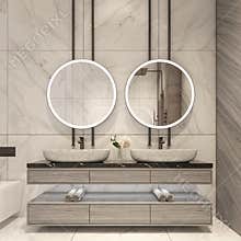Modern bathroom design with white marble tiles