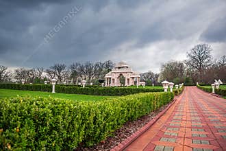 A path through the Hindu temple complex.