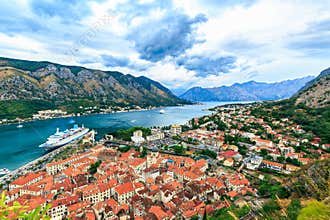Old town Kotor, Montenegro. Mountain landscape