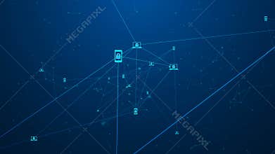 Block chain network concept.Digital blocks security connection with Distributed ledger technology .