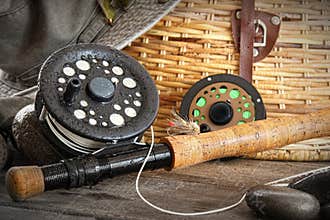 Close-up fly fishing rod