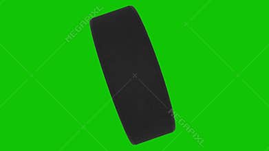 Animation of a hockey puck spinning on a green screen. Loop, 4K