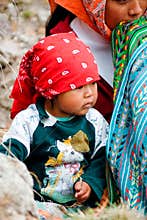 Tarahumara Indian family - mother and kid in Copper Canyon