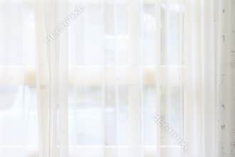 White curtain and window background. Morning backdrops