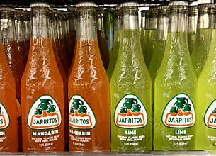 Bottles of Jarritos Mexican side