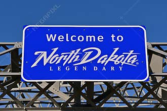 `Welcome to North Dakota` sign