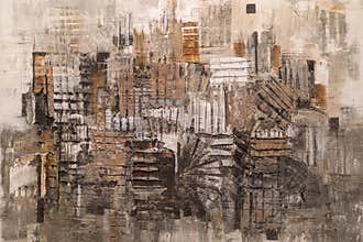 Abstract Painting Art: Strokes with Different Color Patterns like Red, Gray and White