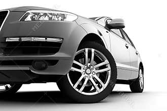 Car front bumper, light and wheel