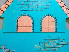 Birch House, orange house, cartoon beautiful house