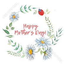 Happy Mothers Day. Watercolor floral frames.