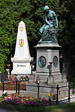 Mozart Memorial and grave of Beethoven in Vienna