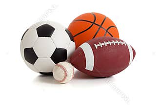 Assorted Sports Balls on White