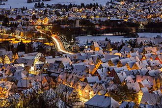 Hersbruck in winter night -Germany