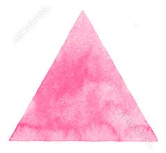 Pink watercolor triangle shape isolated on white