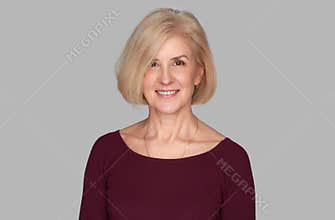 Portrait of old beautiful cheerful woman smiling