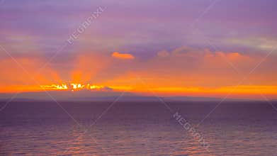 Colorful Sunrise with Sea and Sky Background