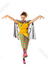 Woman animator in fany suit preparing for engaged with children