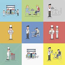 Illustration of restaurant regular activities