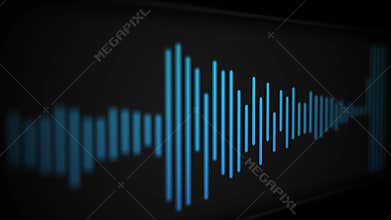 Camera pans over modern cool sleek audio spectrum or waveform of a song - Blue Version