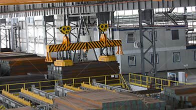 Close up of a factory overhead crane